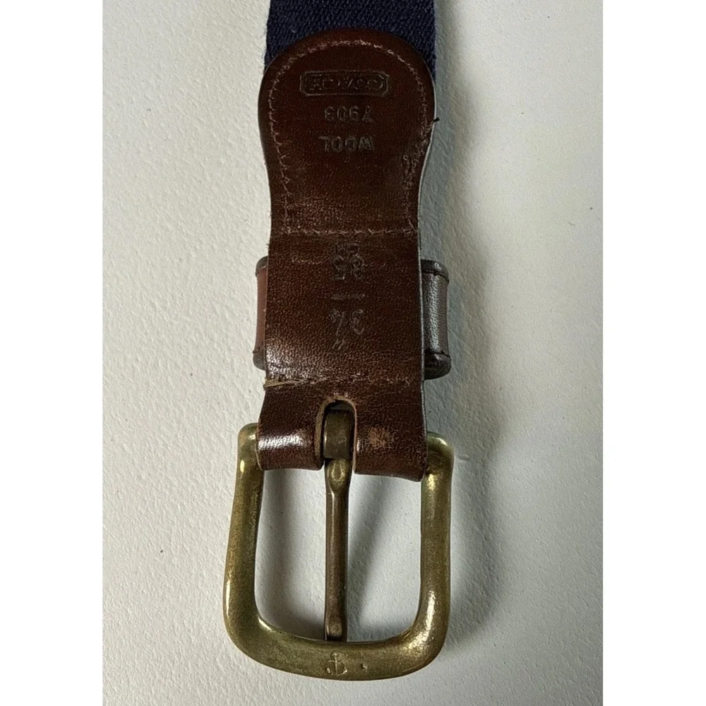Vintage Coach Wool Leather Belt Size 34 Style 7903 Brass Buckle USA Made